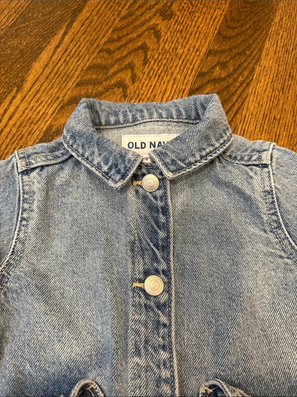 Old Navy Light Blue Kids Denim Jacket with Heart Pockets 18-24 Months